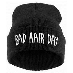 NEW HAT BAD HAIR DAY KNIT EMBROIDERED BEANIE